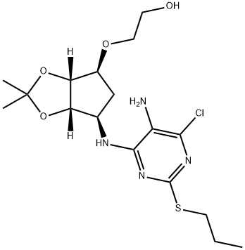 Äthanol, 2 [[(3aR, 4S, 6R, 6aS) - 6 [[5-aMino-6-chloro-2- (propylthio) - 4-pyriMidinyl] Amino] tetrahydro-2,2-diMethyl-4H-cyclopenta-1,3-dioxol-4-yl] oxy] - Struktur